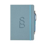 Crosshatch PU Notebook With Pen - Carolina Blue Debossed Crosshatch PU Notebook With Pen - Carolina Blue Debossed