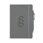 Crosshatch PU Notebook With Pen - Heather Gray Debossed Crosshatch PU Notebook With Pen - Heather Gray Debossed