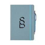 Crosshatch PU Notebook With Pen - Carolina Blue Heat Transfer Crosshatch PU Notebook With Pen - Carolina Blue Heat Transfer