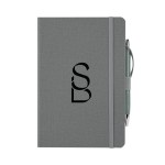 Crosshatch PU Notebook With Pen - Heather Gray Heat Transfer Crosshatch PU Notebook With Pen - Heather Gray Heat Transfer