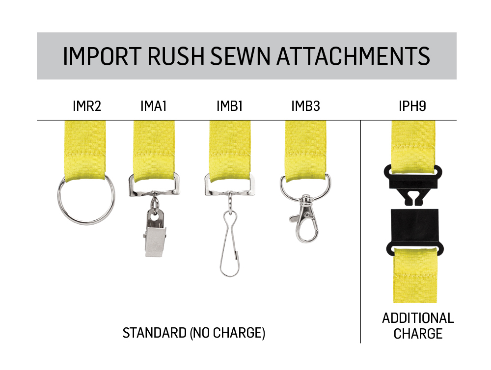 IMPORT Rush 3/4" Polyester 2-Ended Lanyard with Dual Sewn Silver Metal Split-Ring 1