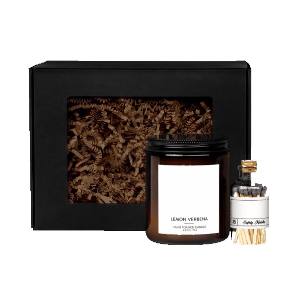 Amber 8oz Candle with Matches Set 1