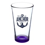 Thirsty 16 oz Pint Glasses with Color Bottom - Purple Pad Print Thirsty 16 oz Pint Glasses with Color Bottom - Purple Pad Print