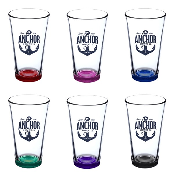 Thirsty 16 oz Pint Glasses with Color Bottom 1