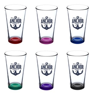 Thirsty 16 oz Pint Glasses with Color Bottom 1 Thirsty 16 oz Pint Glasses with Color Bottom 1