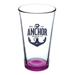 Thirsty 16 oz Pint Glasses with Color Bottom - Pink Pad Print Thirsty 16 oz Pint Glasses with Color Bottom - Pink Pad Print