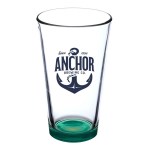 Thirsty 16 oz Pint Glasses with Color Bottom - Green Pad Print Thirsty 16 oz Pint Glasses with Color Bottom - Green Pad Print