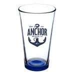 Thirsty 16 oz Pint Glasses with Color Bottom - Blue Pad Print Thirsty 16 oz Pint Glasses with Color Bottom - Blue Pad Print