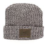 Milliner Cuffed Knit Beanie with Leather Patch - Distressed Brown Blank Milliner Cuffed Knit Beanie with Leather Patch - Distressed Brown Blank