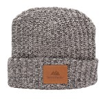 Milliner Cuffed Knit Beanie with Leather Patch - Black Blank Milliner Cuffed Knit Beanie with Leather Patch - Black Blank