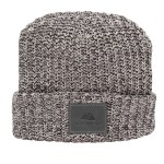 Milliner Cuffed Knit Beanie with Leather Patch - Slate Gray Milliner Cuffed Knit Beanie with Leather Patch - Slate Gray