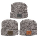 Milliner Cuffed Knit Beanie with Leather Patch - Distressed Brown Milliner Cuffed Knit Beanie with Leather Patch - Distressed Brown