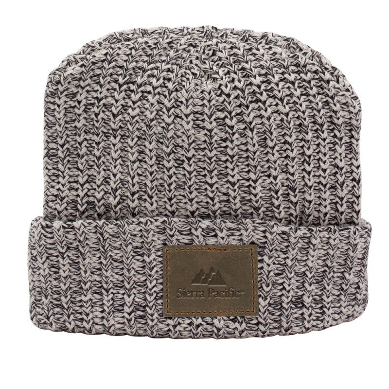 Milliner Cuffed Knit Beanie with Leather Patch 1 Milliner Cuffed Knit Beanie with Leather Patch 1