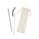 Reusable Stainless Steel Straw Set - Gray Blank Reusable Stainless Steel Straw Set - Gray Blank