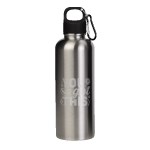 Hydraclasp 25 oz Single Wall Stainless Steel Water Bottle with Carabiner - WB26803-SL-CHSL Hydraclasp 25 oz Single Wall Stainless Steel Water Bottle with Carabiner - WB26803-SL-CHSL