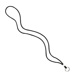 Imported 1/8" Polyester Cord Lanyard with Silver Crimp, Badge Reel, and Back of Neck Plastic Barrel 1 Imported 1/8" Polyester Cord Lanyard with Silver Crimp, Badge Reel, and Back of Neck Plastic Barrel 1