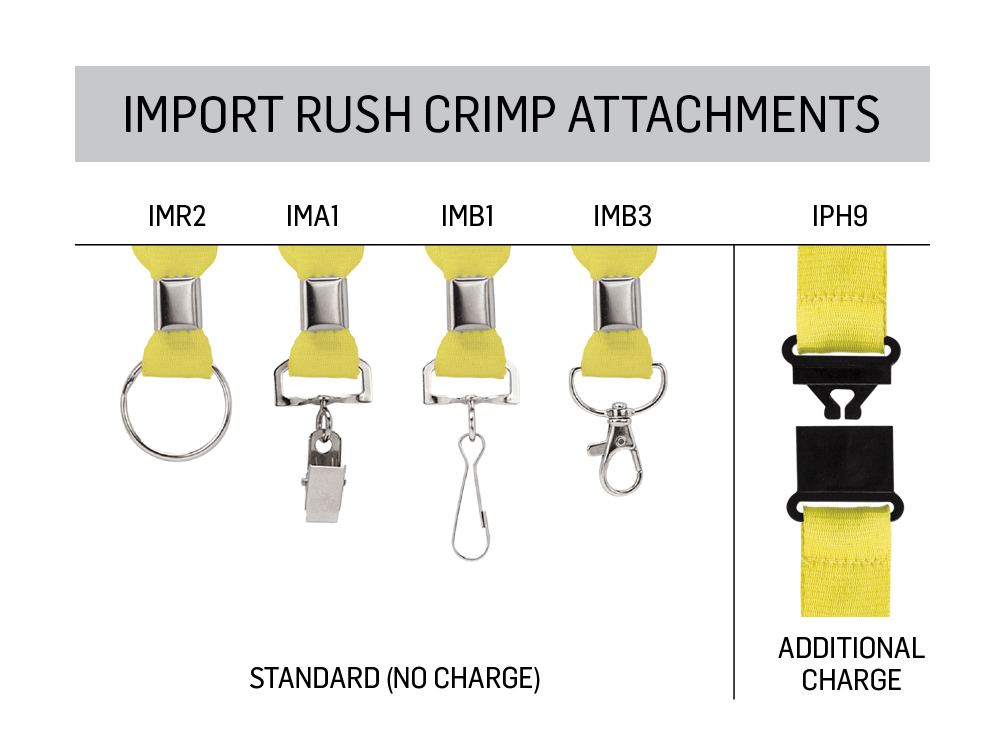 IMPORT Rush 1/2" Polyester 2-Ended Lanyard with Dual Silver Metal Crimp & Split-Ring 1