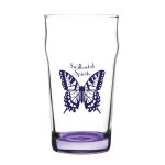 Porter 16 oz Nonic Beer Glass with Color Bottom - Purple Pad Print Porter 16 oz Nonic Beer Glass with Color Bottom - Purple Pad Print