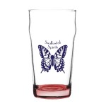 Porter 16 oz Nonic Beer Glass with Color Bottom - Red Pad Print Porter 16 oz Nonic Beer Glass with Color Bottom - Red Pad Print