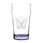 Porter 16 oz Nonic Beer Glass with Color Bottom - Purple Laser Engraving Porter 16 oz Nonic Beer Glass with Color Bottom - Purple Laser Engraving