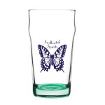 Porter 16 oz Nonic Beer Glass with Color Bottom - Green Pad Print Porter 16 oz Nonic Beer Glass with Color Bottom - Green Pad Print