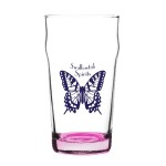 Porter 16 oz Nonic Beer Glass with Color Bottom - Pink Pad Print Porter 16 oz Nonic Beer Glass with Color Bottom - Pink Pad Print