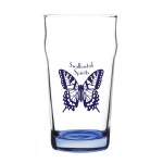 Porter 16 oz Nonic Beer Glass with Color Bottom - Blue Pad Print Porter 16 oz Nonic Beer Glass with Color Bottom - Blue Pad Print