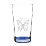 Porter 16 oz Nonic Beer Glass with Color Bottom - Blue Laser Engraving Porter 16 oz Nonic Beer Glass with Color Bottom - Blue Laser Engraving