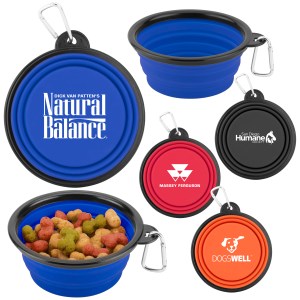 Collapsible Silicone Pet Bowl w/Carabiner 1 Collapsible Silicone Pet Bowl w/Carabiner 1