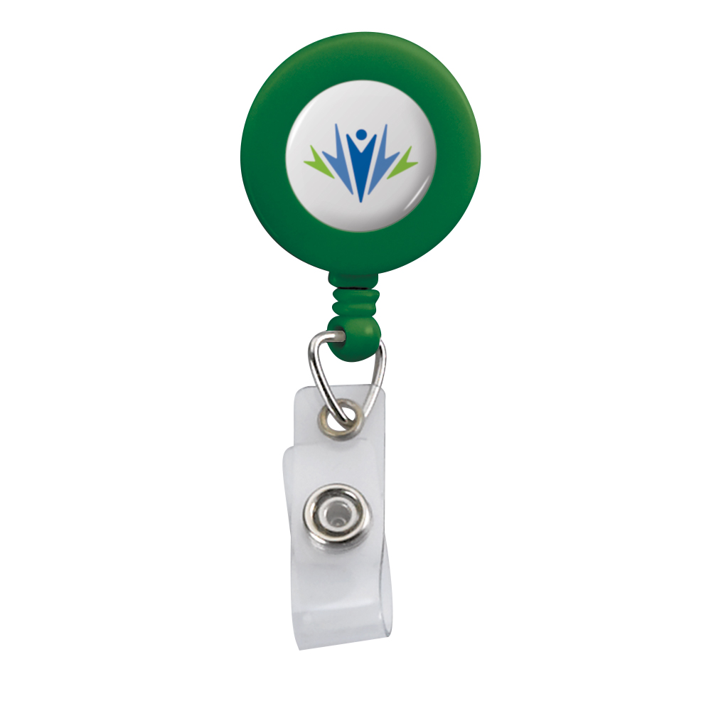 Retractable Zip Cord w/ Epoxy Dome & Vinyl Snap Attachment w/ Bulldog Clip 1