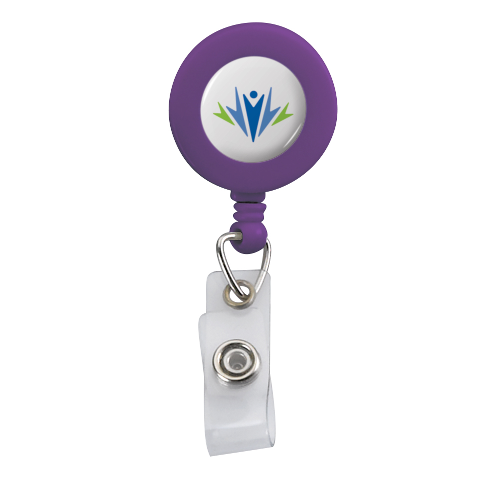Retractable Zip Cord w/ Epoxy Dome & Vinyl Snap Attachment w/ Bulldog Clip 1