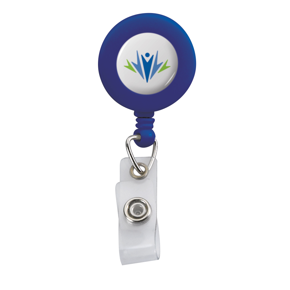 Retractable Zip Cord w/ Epoxy Dome & Vinyl Snap Attachment w/ Bulldog Clip 1