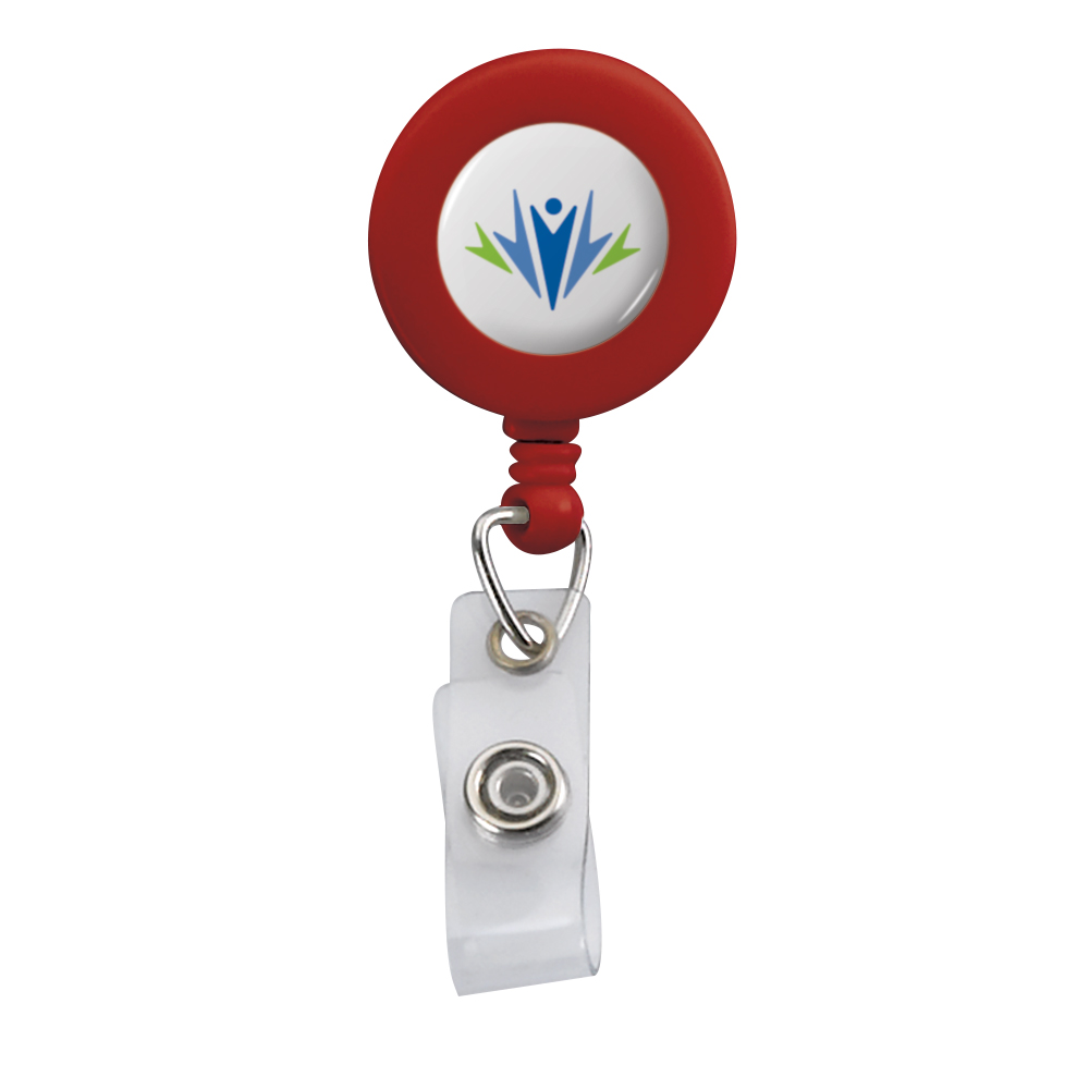Retractable Zip Cord w/ Epoxy Dome & Vinyl Snap Attachment w/ Bulldog Clip 1
