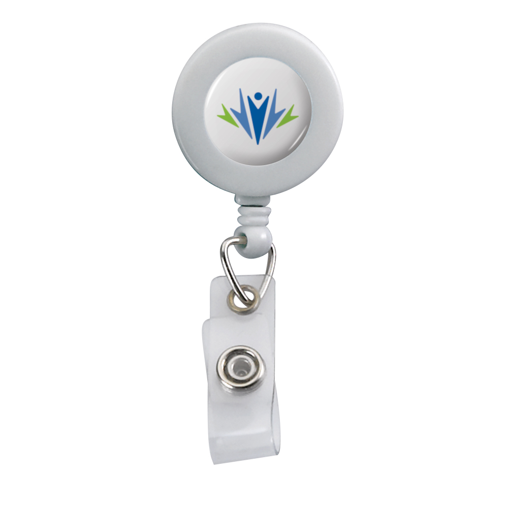 Retractable Zip Cord w/ Epoxy Dome & Vinyl Snap Attachment w/ Bulldog Clip 1