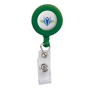 Retractable Zip Cord w/ Epoxy Dome & Vinyl Snap Attachment w/ Bulldog Clip 1