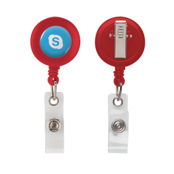Retractable Zip Cord w/ Epoxy Dome & Vinyl Snap Attachment w/ Bulldog Clip 1
