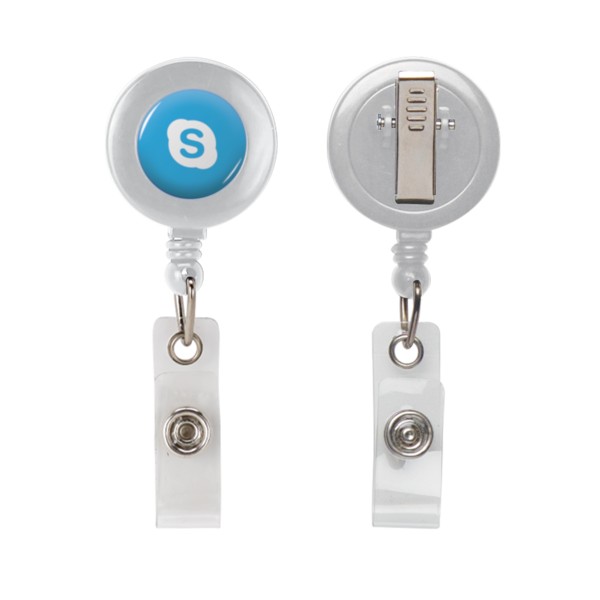 Retractable Zip Cord w/ Epoxy Dome & Vinyl Snap Attachment w/ Bulldog Clip 1