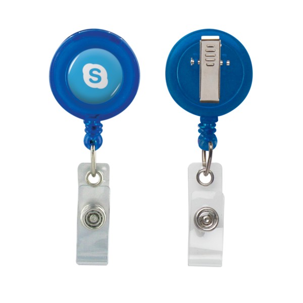 Retractable Zip Cord w/ Epoxy Dome & Vinyl Snap Attachment w/ Bulldog Clip 1