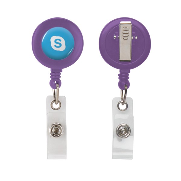 Retractable Zip Cord w/ Epoxy Dome & Vinyl Snap Attachment w/ Bulldog Clip 1