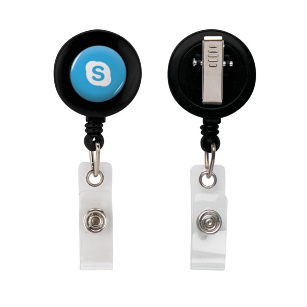 Retractable Zip Cord w/ Epoxy Dome & Vinyl Snap Attachment w/ Bulldog Clip 1