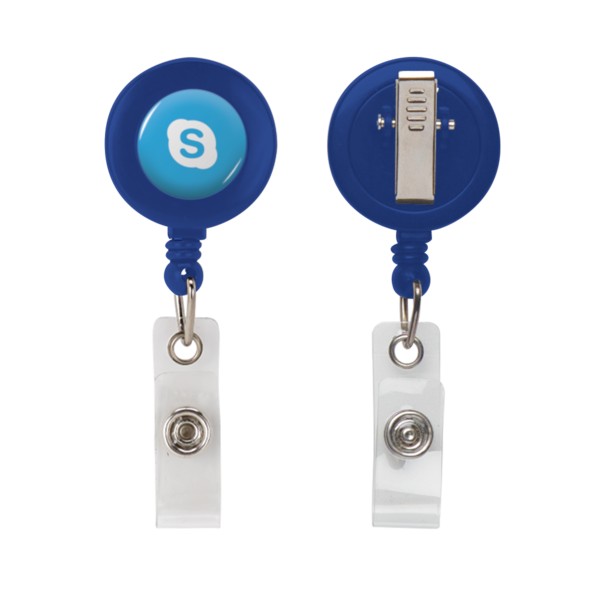 Retractable Zip Cord w/ Epoxy Dome & Vinyl Snap Attachment w/ Bulldog Clip 1