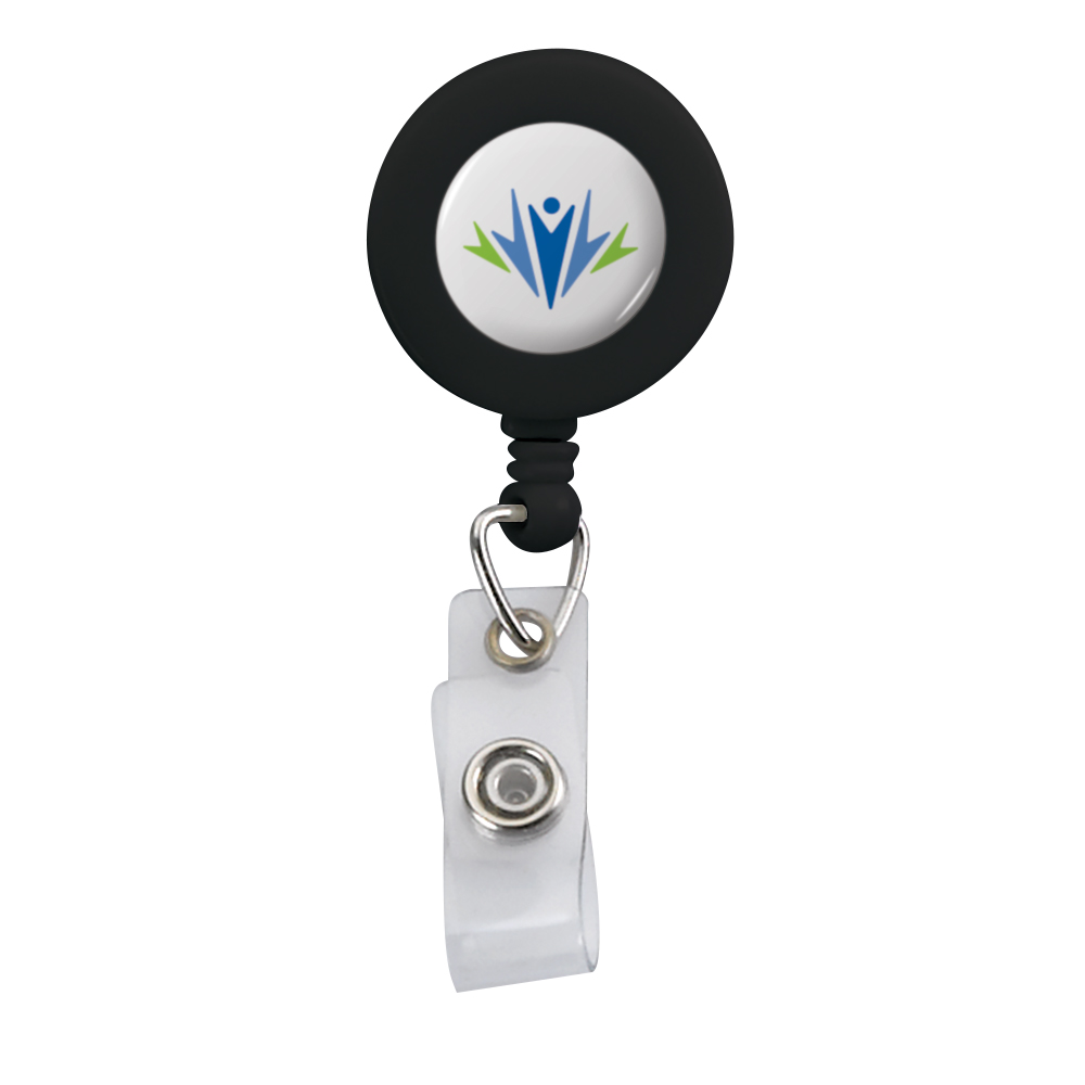 Retractable Zip Cord w/ Epoxy Dome & Vinyl Snap Attachment w/ Bulldog Clip 1