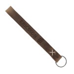 Hayward Leather Wrist Keychain with Metal Split-Ring - Distressed Brown White Hayward Leather Wrist Keychain with Metal Split-Ring - Distressed Brown White