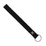 Hayward Leather Wrist Keychain with Metal Split-Ring - Black White Hayward Leather Wrist Keychain with Metal Split-Ring - Black White