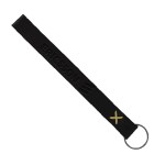Hayward Leather Wrist Keychain with Metal Split-Ring - Black Lemon Hayward Leather Wrist Keychain with Metal Split-Ring - Black Lemon