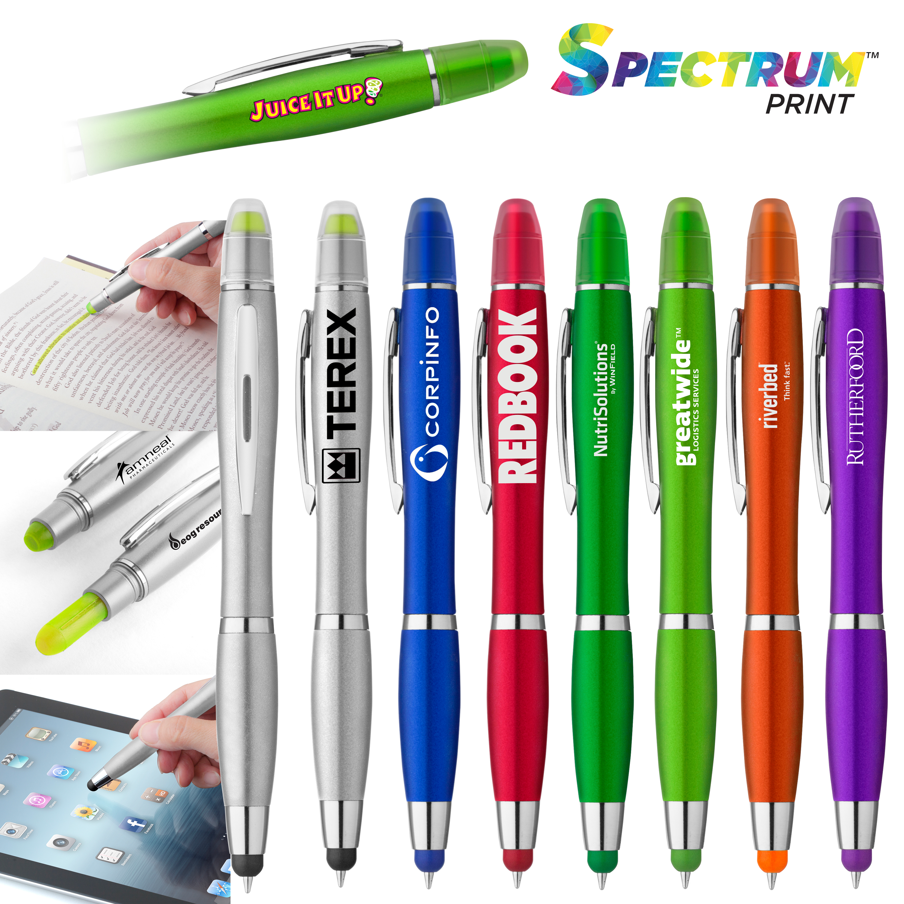 Curvaceous Metallic Stylus Highlighter Pen 1