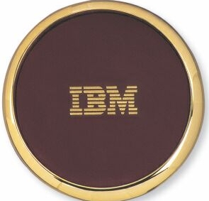 Brass and Leather Round Coaster 1