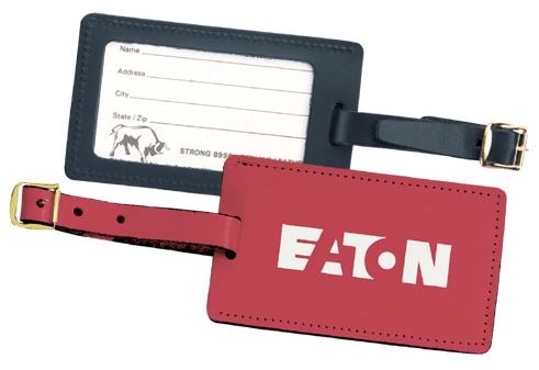Top Grain Leather Luggage Tag w/Security Flap (Domestic) 1