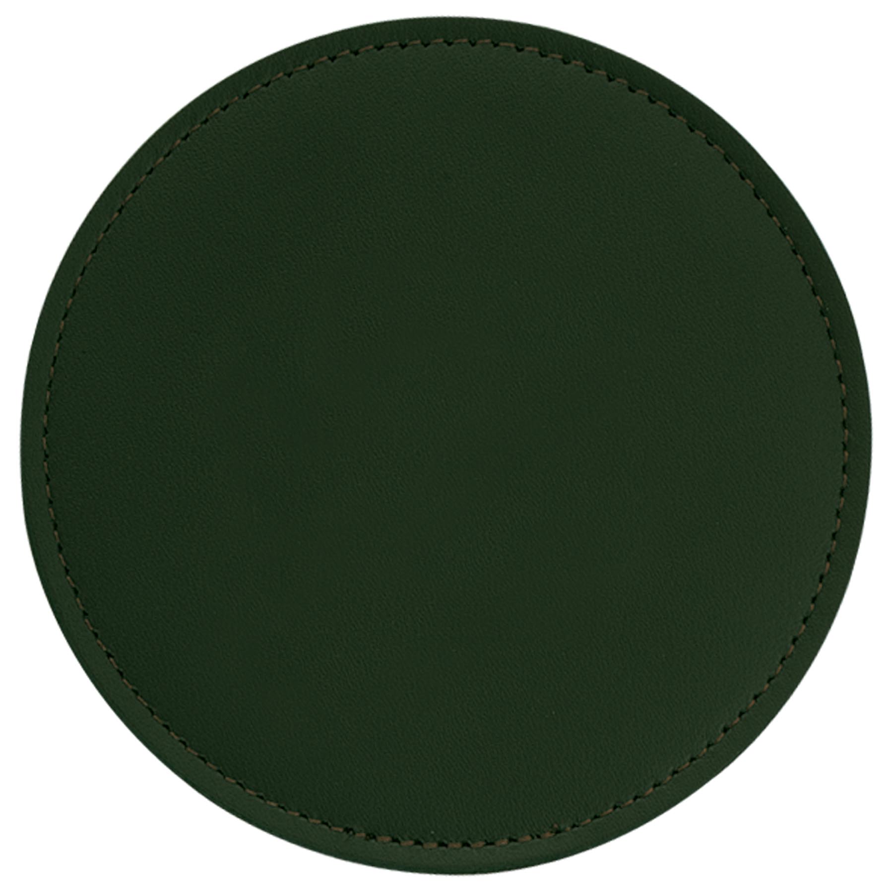 Top Grain Leather Round Coaster w/ Stitching & Vinyl Base (Domestic) 1