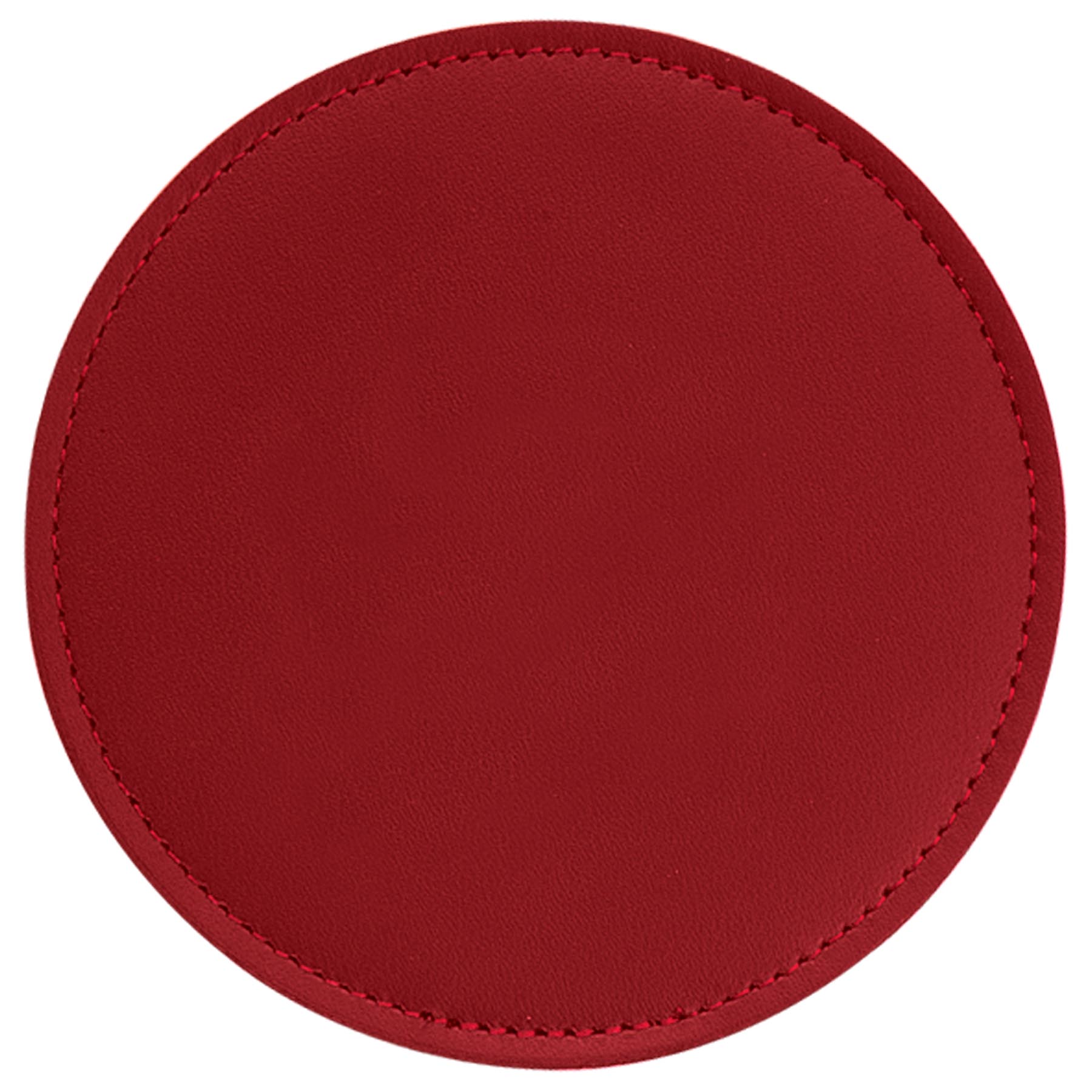 Top Grain Leather Round Coaster w/ Stitching & Vinyl Base (Domestic) 1